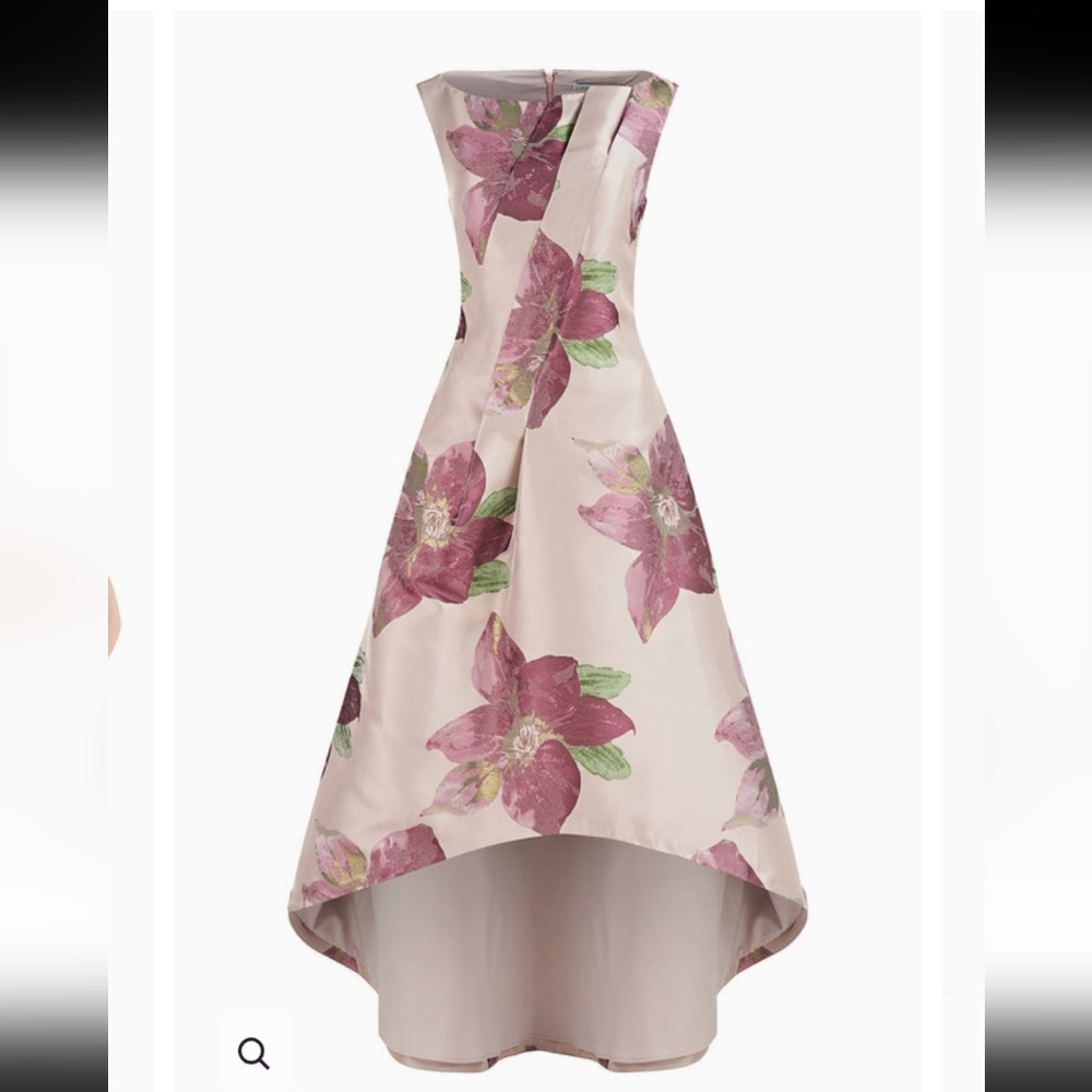 NWUT KAY  UNGER NEW YORK PALMER FLORAL JACQUARD HI-LOW GOWN - Picture 4 of 15